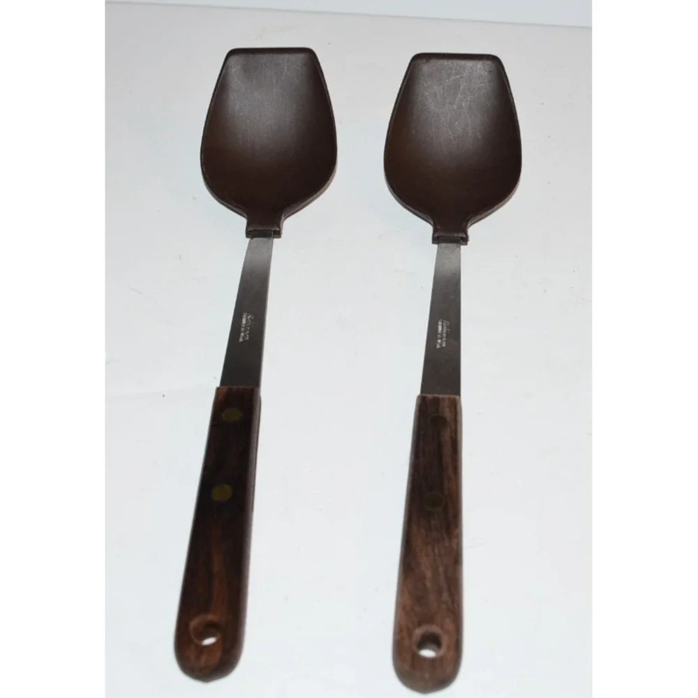 Vtg Robinson Nylon Stainless Steel Brown Spoon Wood Handle 11.5